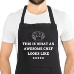 Second Ave Unisex Funny This Is What An Awesome Chef Looks Like Black Apron BBQ Grill Cooking Kitchen Apron