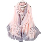 LumiSyne Women's Silk Scarves Artistic Ink And Wash Painting Elegant Floral Printed Long Shawl Soft Wrap Sunscreen Shawl All Season