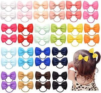 inSowni 40 Pack Grosgrain Ribbon Bow Elastics Hair Ties Scrunchies Pigtail Ponytail Holders Bands Ropes for Baby Girls Toddlers Kids