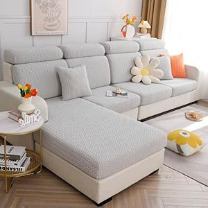 MIFXIN Sofa Cover Stretch Universal Couch Cushion Slipcover Anti-Slip Elastic Sectional L Shape Sofa Slipcover Chaise Lounge Seat Cover Furniture Protector (1-Seat Cover, Light Grey)