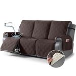 TAOCOCO 100% Waterproof Recliner Sofa Cover Non Slip Couch Cover for 3 Seat Reclining Sofa, Split Reclining Couch Covers 3-Piece with Straps, Washable Sofa Slipcover for Kids Pets(3 Seater, Chocolate)