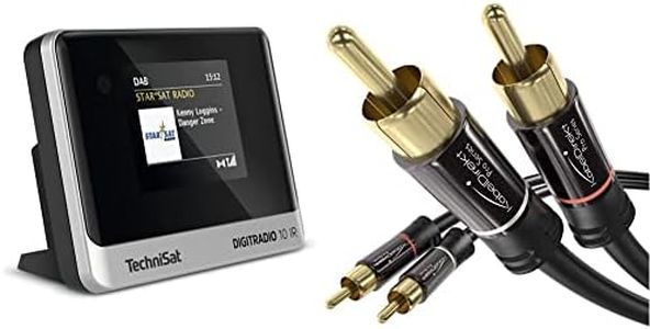 TechniSat DIGITRADIO 10 IR - Adaptateur Radio internet et DAB+ (WLAN, Ecran couleur, Bluetooth) noir/argent & KabelDirekt 0,5m Câble Cinch/RCA (2 x fiches RCA mâle vers 2 x fiches RCA mâle) PRO Series