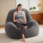 Homguava Bean Bag Chairs for Adults,Giant Beanbag Couch Adult Bean Bag Chair with Filler Included,Modern Lazy Sofa Comfy Chair for Living Room(Dark Grey)