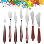 7pcs Painting Knife Set, SUNJOYCO Stainless Steel Spatula Palette Knives for Artist, Color Mixing Scraper Palette Knife Oil Painting Accessories for Oil Acrylic Canvas Painting Thick Paint