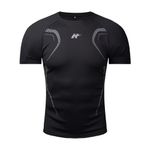 LBL Men's T Shirts Short Sleeve Running Tops Moisture Wicking Athletic Tees Active Workout Gym Shirts BS019 Black M