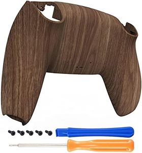 eXtremeRate Wood Grain Patterned Soft Touch Custom Back Bottom Shell Compatible with ps5 Controller, Replacement Back Shell Cover Compatible with ps5 Controller