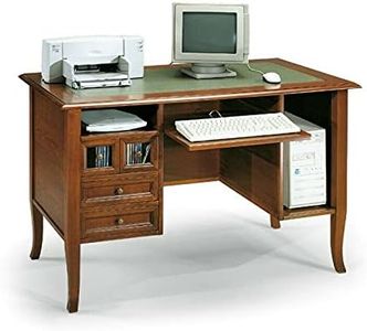 Mar.c.a. Design Scrivania, Scrittoio, Porta Computer, Arte Povera, color Noce Scuro, 2 cassetti in Legno e 2 cassetti vetro - Mis. 130x74x80 cm.