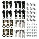 24 Pcs #5#7 Zipper Sliders Replacement Zipper Pull Repair Kit Includes top and Bottom stoppers for Clothing Bags Purses Luggage Metal Plastic Nylon Coil Jacket Zippers Supplies
