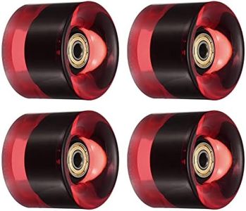 PATIKIL 60mm Longboard Wheels with Bearings ABEC-11, 4 Pack Street Wheels for Skateboards Cruiser Wheel Replacement 80A, Clear Red Golden