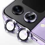 Voski Camera Lens Protector For Samsung Galaxy Z Flip 4 HD Clear Tempered Glass Screen Protection Aluminum Alloy Full Fit Lens Ring For Samsung Galaxy Z Flip 4-Purple