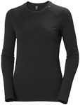 Helly-Hansen Womens LIFA Merino Midweight Crew Base Layer Shirt, 990 Black, Small