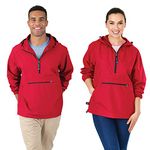 Charles River Apparel Unisex Pack-n-Go Windbreaker Pullover Wind Jacket, red, L