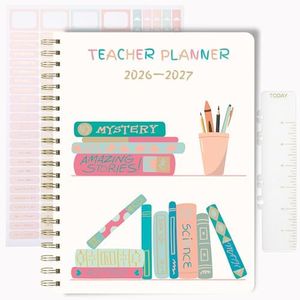 Teacher Planner 2026-2027, Horizontal Lesson Plan Book for Teachers | Colorful Books Cover, 8.5" x 11" | Weekly & Monthly Academic Year Lesson Planner, July 2026-June 2027 | Stickers & Bookmark