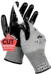 F8WARES Nitrile Coated Level 5 Cut Resistant Hand Gloves - Heavy Duty Safety Gloves for Men - Multipurpose Working Industrial Gloves Used for Gardening Kitchen Vegetable Cutting, Mechanical Work