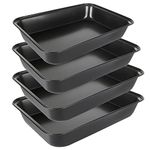 JMIATRY 4 Pcs Non Stick Oven Baking Tray, Rectangle Heavy Duty Carbon Steel Oven Tray, PFOA Free Roasting Tin Pans for Baking Food, Black