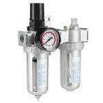 Hyuduo 1/2" Filter Pressure Regulator, Air Filter Regulator Compressor Moisture Trap Oil Water Lubricator,Air Source Treatment Combination