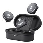 BOYA Wireless Lavalier Microphone for iPhone Android with USB C Receiver, Noise Cancellation, 30Hrs Battery Life with Charging Case, 164FT Range, Wireless Mics for Video Recording, Black