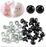 Yosoo Health Gear Amigurumi Safety Eyes, 100 Pieces Plastic Safety Eyes with Washers, Black Plush Animal Eyes DIY Craft Doll Eyes for Doll Making (6mm)