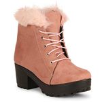 Saheb Suede Boots for Women (40 EU)(7 UK) (Pink)