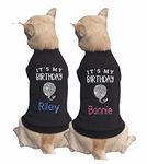 Personalised Dog Birthday T-Shirt Outfit Pink Blue Glitter Named Top Tee