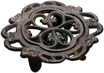 Cast Iron Teapot Warmer, Dish Cups Heater, Heavy Duty and Decorative Candle Holder Stands, 6.1 Inches, Flower-Shaped