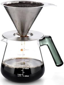 Aquach Pour Over Coffee Maker with 828ml (28oz) Glass Coffee Server/Paperless Coffee Dripper Stainless Steel, Hand Drip Coffee Set