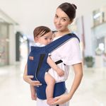 R for Rabbit Comfy Hug Ergo Baby Carrier for New Born | Front and Back Carry Position Adjustable Belt Ergonomic Kangaroo Bags for 4 Months to 2 Years Kids Upto 15 Kg (Blue)