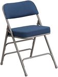 Flash Furniture 4 Pack HERCULES Series Premium Curved Triple Braced & Double Hinged Navy Fabric Metal Folding Chair