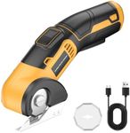 Cordless Electric Scissors, 4V Rechargeable Cardboard Cutter Heavy Duty Fabric Scissor with Safety Lock & Spare Blades, Power Rotary Box Cutters for Carpet Leather Plastic Cutting, Crafting, Sewing