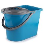 Beldray LA036810TQ Large 14 Litre Mop Bucket – Classic Cleaning Bucket with Detachable Wringer, Carry Handle, Ergonomic Dipped Edge, Lightweight & Portable, Durable Plastic Bucket, Turquoise/Grey