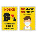 Anne Print Solutions® Coronavirus Temperature Is Mandatory & No Mask No Entry Sticker Combo Pack of 4 Pcs Size 6 Inch *X 9 Inch* Multicolour