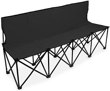 Crown Sporting Goods 6-Foot Portable Folding 4 Seat Bench with Seat Backs & Carry Bag – Great Team Bench for Soccer & Football Sidelines, Tailgating, Camping & Events, Black