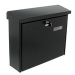 BURG-WÄCHTER, Mailbox with Stop Opening, Slot Size A4, Galvanised Steel, Amsterdam 867 S, Black