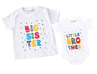 baby wish Raksha Bandhan Baby Unisex Bodysuits Newborn Romper Men's & Boys Regular Fit T-Shirt and Romper Combo LITTLE BROTHER & BIG SISTER COMBO SETS