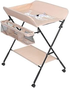 nozama Baby Diaper Changing Table Portable Folding Diaper Station with Wheels Adjustable Height Baby Diaper Table Infant Care Station Table with Shelf and Organizer Unit