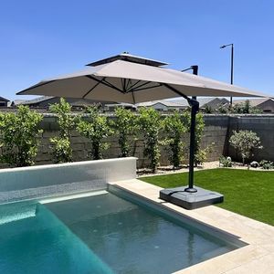 PURPLE LEAF 10' x 13' Cantilever Patio Umbrella Outdoor Umbrella with 330lbs Base Large Rectangular Windproof Offset Umbrella for Pool Deck Garden, Ash Mocha