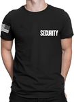 NYC FACTORY Security T-Shirt Front Back Print Mens Tee Staff Event Uniform Bouncer Screen Printed, Black-white Chest, Back & Sleeve, X-Large