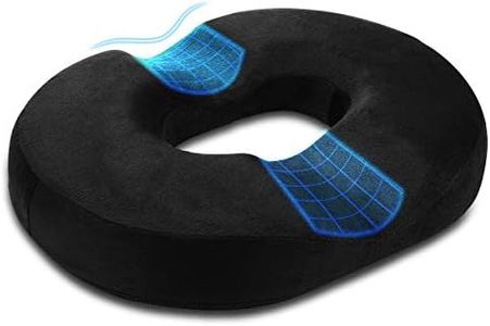 Emoobin Donut Pillow Hemorrhoid Cushion - Memory Foam Donut Seat Cushion - Tailbone Pain Relief Cushion for Pregnancy, Coccyx, Bed Sores, Back, Sciatica,18 Inches Black