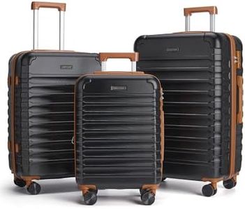LIGHT FLIGHT Luggage Sets, 3 Piece Durable Suitcase Set with Spinner Wheels, 3 Pcs Hardside Lightweight luggage with TSA Lock, Large Checked Travel Suitcases, 20/24/28 Inch,Black/Brown