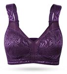 WingsLove Women's Full Cup Minimizer Bra Wide Straps Non-Wired No Padding Bra Comfort Plus Size (Purple 42DD)