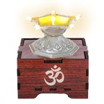 SolarBasket Akhand Solar Diya for Puja,Temple,Home Decoration 6 Bati(Vat) Battery Operated Light Silver Coated Gifting Diva for Pooja,LED Wicks Jyoti Aarti Niranjan/Deepak(Pack of 1)