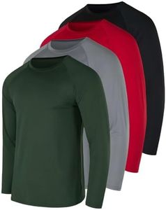 4 Pack Mens Long Sleeve Compression Shirts for Men Thermal Running Gym Gear Rash Guard Workout Base Layer Cold Weather Ski Athletic Winter BJJ Dri Fit Undershirt Ropa Trmica T-Shirts- Set 8, Medium