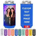 Custom Slim Beer Can Coolers Sleeves Bulk Personalized Insulated Beer Soda Can Cover Beverage Bottle Holder with Logo Image Text for Wedding Birthday Party 1-150 PCS