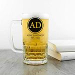 Personalised Circle Monogram Beer Glass Tankard, Beer Stein/Mug/Tankard, Birthday Gift, Gifts, Christmas, Father's Day, Anniversary, Work Colleague, Thank You, Wedding, Groom, Best Man