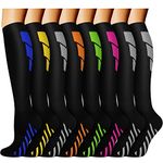 Compression Socks for Women and Men - Best Medical for Running, Athletic, Varicose Veins, Travel (Small/Medium, A - Multicolour 1（6 Pairs))
