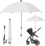 HIULLEN Baby Pram Umbrella 75 cm Diameter, Universal Parasol Pram, UV Protection 50+ Sun Protection, 360° Stainless Steel Baby Pram Umbrella with Umbrella Handle for Pushchairs and Buggies, gray,