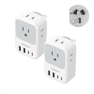 New Zealand Power Adapter 2 Pack, TESSAN PD 20W US to Australia Plug Adapter with 4 AC Outlets 4 USB Ports (2 USB C), Type I Travel Adaptor for USA to Australian Argentina China Fiji AU NZ Samoa