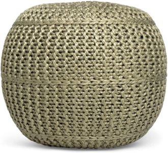 BIRDROCK HOME Round Pouf Foot Stool Ottoman - Knit Bean Bag Floor Chair - Cotton Braided Cord - Great for The Living Room, Bedroom and Kids Room - Small Furniture (Herbal Olive)
