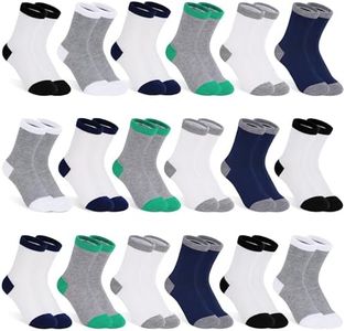SPTRAMLE 18 Pairs Boys Socks, Crew Socks for Boy Dress School (10-14 Years)