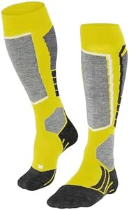 FALKE Men's SK2 Intermediate Ski Socks, Yellow (Limelight 1086), 9-10, 1 Pair